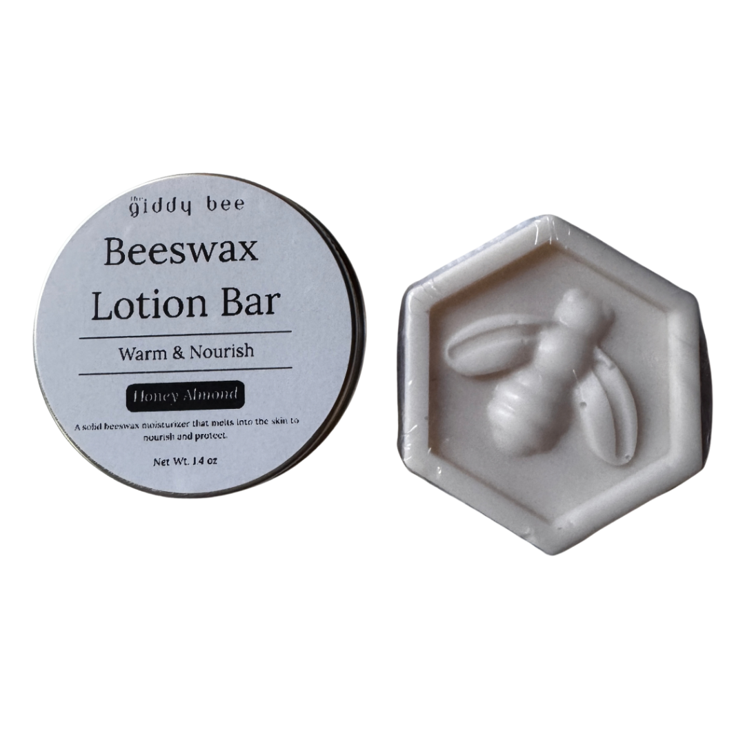 Medium beeswax lotion bar and bee shaped hex soap