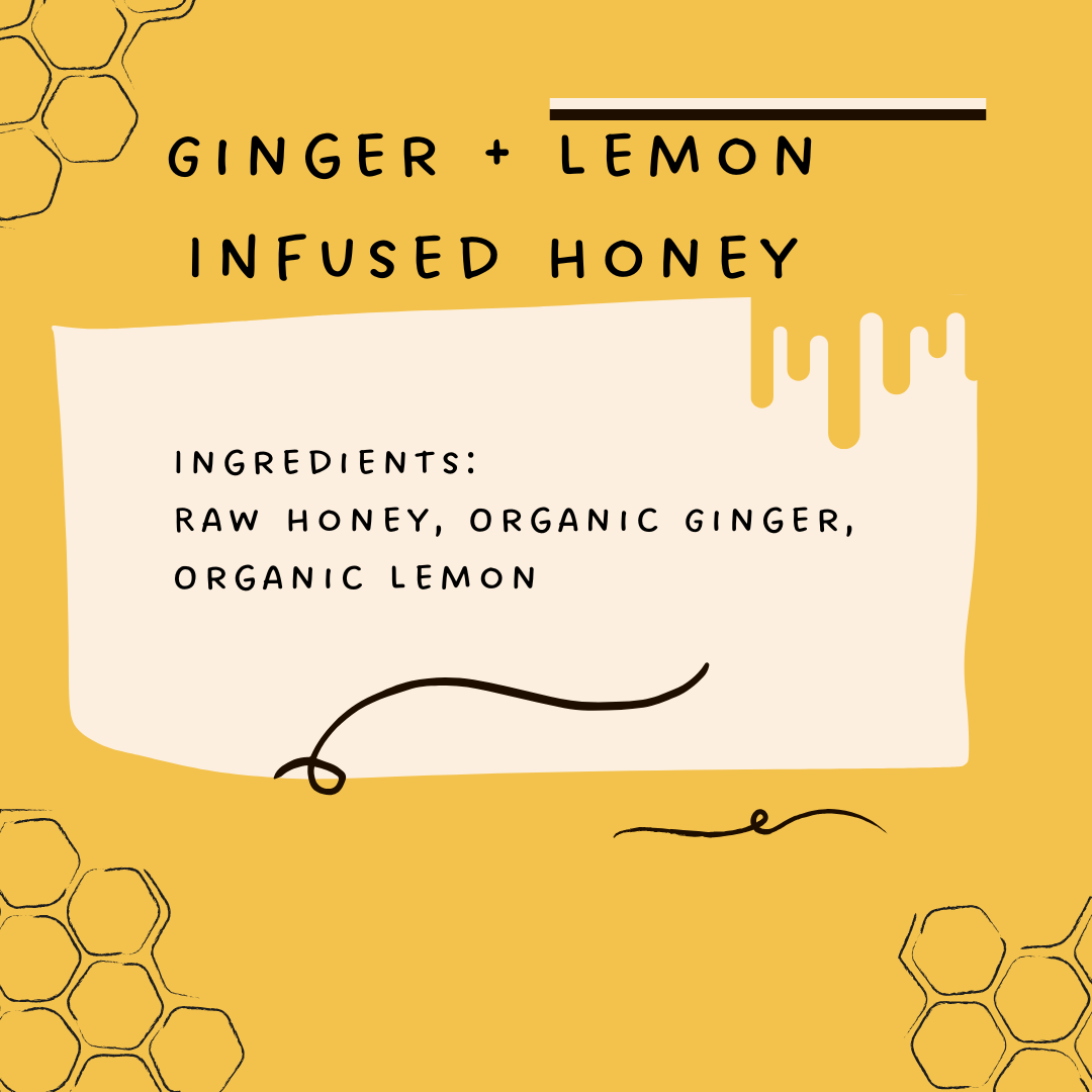 Ginger & Lemon Infused Honey (10 oz Glass Jar)