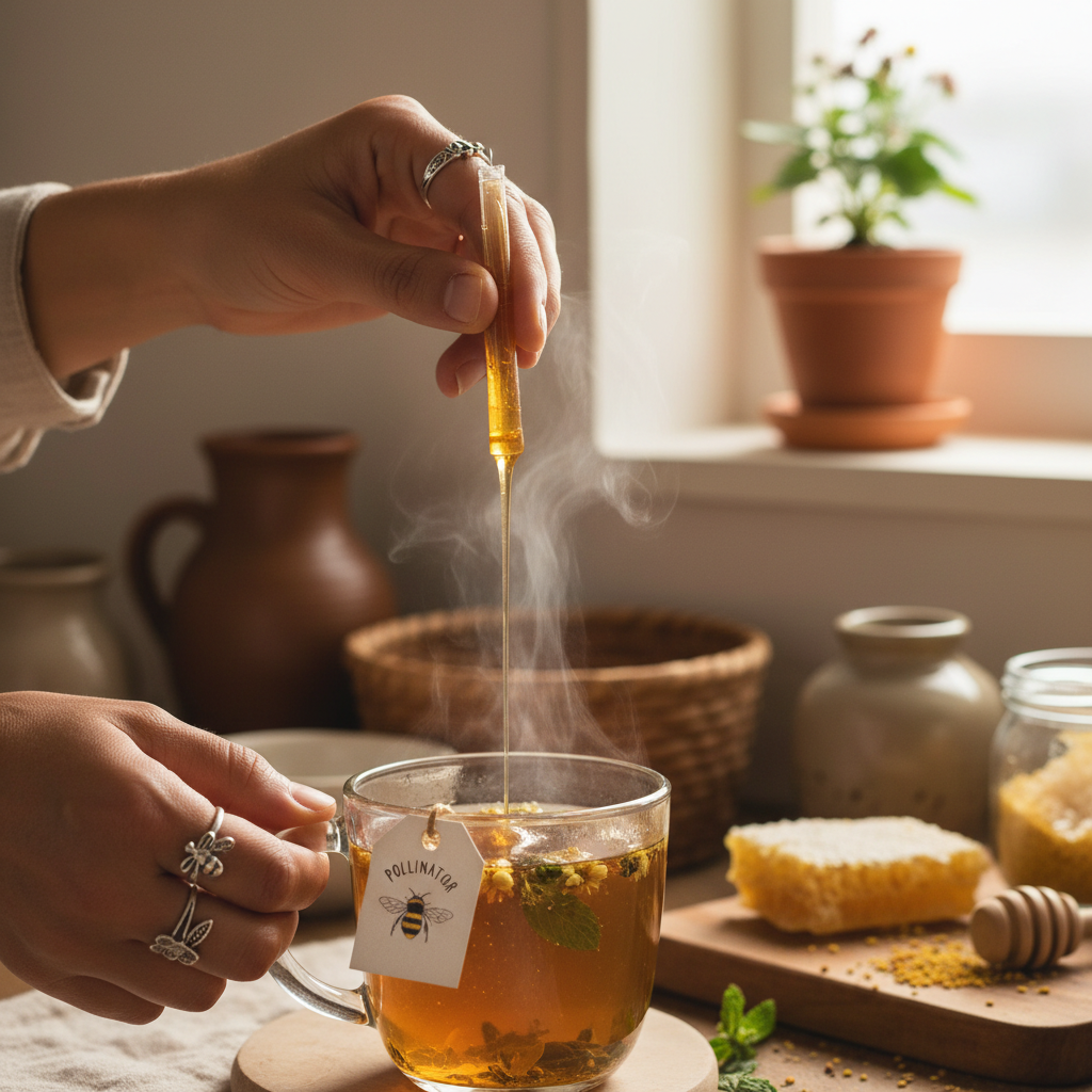 Honey Straws drizzled in tea