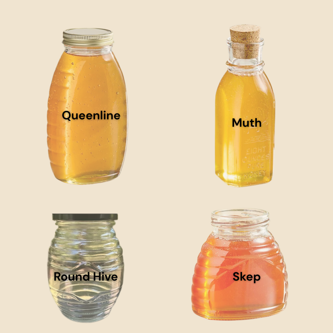 Types of jars raw honey is sold in from The Giddy Bee